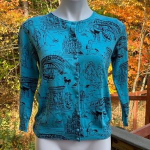 Evelyn Grace silk blend vacation destinations 3/4 sleeve cardigan size M